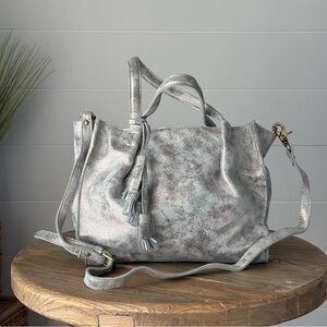 Miss Albright for Anthropologie Metallic Crossbody Shoulder Tote with Tassel